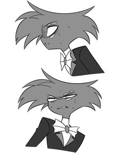 bodily_fluids clothed clothing male multi_eye simple_background solo sweat white_background enaic31 hazbin_hotel hellaverse arackniss_(hazbin_hotel) arachnid arthropod demon humanoid spider 2026 digital_media_(artwork) hi_res monochrome