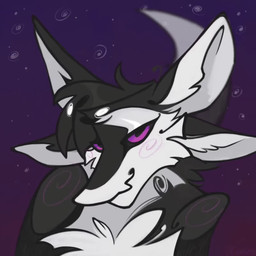 4_ears ambiguous_gender anthro black_body black_feathers black_fur black_sclera blush cheek_tuft chest_tuft cosmic_background countershade_face countershade_fur countershade_torso countershading facial_tuft feathers fur hair looking_at_viewer multi_ear multicolored_body narrowed_eyes nude purple_eyes simple_background sky smile smug solo space space_background star starry_sky tail tail_motion tailwag text tuft white_body white_feathers white_fur keuejay fyr_(fenrir784) avali avian bird 1:1 2025 2d_animation animated bust_portrait colored digital_media_(artwork) english_text hi_res icon loop no_sound portrait short_playtime signature video