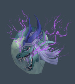 anthro aquamarine_body breath breath_powers electricity electricity_breathing electricity_manipulation elemental_manipulation fangs female feral hair hair_bun horn mature_female purple_hair scales solo spikes spikes_(anatomy) teeth european_mythology mythology lady_zaffre_(alphaleader) dragon mythological_creature mythological_scalie scalie western_dragon absurd_res hi_res portrait