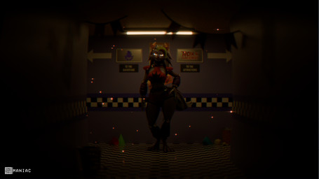anthro checkered checkered_floor clothed clothing dark_room female first_person_view glowing glowing_eyes solo standing text maniac_ed mayosplash_(modeler) five_nights_at_freddy's five_nights_at_freddy's:_security_breach scottgames steel_wool_studios roxanne_wolf canid canine canis mammal wolf 16:9 3d_(artwork) digital_media_(artwork) hi_res wallpaper widescreen