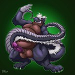 anthro balls belly big_belly genitals grin hair hand_on_tail long_tail looking_at_viewer male overweight overweight_anthro overweight_male penis raised_arm rat_tail sharp_teeth smile solo tail teeth white_hair fatbat gtskunkrat_(character) hybrid mammal mephitid murid murine rat rodent skunk 1:1 low_res