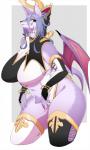 5_fingers anthro armwear big_breasts breasts bridal_gauntlets clothed clothing curvy_figure female fingers hair huge_breasts huge_thighs kemono legwear long_hair looking_at_viewer navel pubes slightly_chubby solo standing thick_thighs thigh_highs voluptuous wings cakewasgood bat mammal hi_res