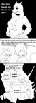 adolescent aged_up anthro black_background bodily_fluids breasts choker cleavage clothed clothing dialogue door female group happy horn humor jewelry male necklace shirt shocked simple_background smile sweat text text_on_clothing text_on_shirt text_on_topwear topwear young haaru deltarune undertale undertale_(series) until_it_snaps asriel_dreemurr kris_(deltarune) toriel boss_monster_(undertale) bovid caprine human mammal absurd_res black_and_white comic english_text hi_res meme monochrome