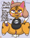 after_sex animal_crossing anthro balls bedroom_eyes big_balls bodily_fluids bottomless clothed clothing condom condom_in_pussy cum cum_drip cum_dripping_from_penis domestic_cat dripping duo english_text felid feline felis female filled_condom genital_fluids genitals half-closed_eyes heart_eyes heart_symbol human klutzatdusk licking licking_lips looking_pleasured looking_up male male/female mammal narrowed_eyes nintendo penis_awe penis_on_head seductive sexual_barrier_device slightly_chubby slightly_chubby_female spread_legs spreading tabby_(animal_crossing) text tongue tongue_out