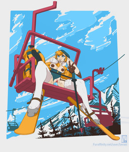 anthro areola backpack bodily_fluids breasts chairlift clitoral_hood clothed clothing clothing_aside coat dildo dildo_in_vagina dildo_insertion dildo_sitting feet female fingers fur genital_fluids genitals gesture hair hand_gesture hat headgear headwear legwear leotard leotard_aside leotard_down looking_at_viewer masturbation open_mouth outside outside_masturbation penetration plant sex_toy sex_toy_in_vagina sex_toy_insertion sitting ski_boots ski_lift smile snow solo spread_legs spreading stockings teeth topwear tree v_sign vaginal vaginal_fluid_string vaginal_fluids vaginal_fluids_on_hand vaginal_masturbation vaginal_penetration vulva lavasi lagomorph leporid mammal rabbit digital_media_(artwork) hi_res