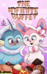 cake candy chocolate dessert dialogue duo feeding female feral food frill_(anatomy) morbidly_obese obese overweight ribbons_(anatomy) weight_gain fattyjakalope nintendo pokemon eeveelution generation_1_pokemon generation_6_pokemon pokemon_(species) sylveon vaporeon absurd_res comic hi_res