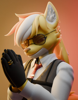 accessory anthro black_clothing black_gloves black_handwear black_topwear black_vest clothing creepy_smile ear_piercing ear_ring eyewear female gloves handwear looking_at_viewer necktie piercing red_necktie ring ring_piercing smile suit sunglasses topwear vest haolde ghostlyshark_(modeler) haolde_(character) canid canine canis mammal wolf 3d_(artwork) absurd_res blender_(artwork) blender_cycles_(artwork) digital_media_(artwork) hi_res
