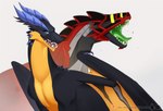 duo female feral machine male male/female open_mouth screaming smile pandoraingrid_(artist) mythology dragon mythological_creature mythological_scalie robot robot_feral scalie absurd_res bust_portrait digital_media_(artwork) hi_res portrait