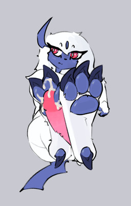 anthro blue_pawpads bodily_fluids claws cum cum_on_feet duo erection feet female fluffy fluffy_feet fluffy_paws foot_fetish foot_focus foot_play footjob forehead_gem gem genital_fluids genitals hindpaw humanoid_genitalia humanoid_penis male male/female orgasm outercourse pawpads paws penile penis sex tail clusterful nintendo pokemon absol generation_3_pokemon mammal pokemon_(species) absurd_res hi_res