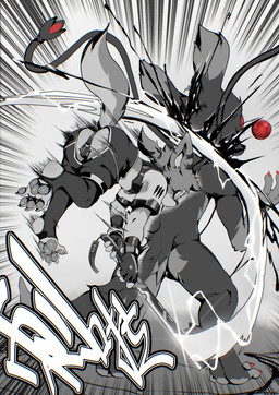 4_toes action_pose action_scene anthro black_body bottomwear clothing crotchless_bottomwear crotchless_clothing crotchless_pants duo feet fight fingerless_gloves gloves goggles_on_face handwear holding_melee_weapon holding_object holding_sword holding_weapon jumping male male/male melee_weapon nude pants pawpads pose size_difference standing stirrup_clothing sword toes underwear weapon alanisawolf777 alan_(alanisawolf777) canid canine canis hybrid mammal wolf absurd_res comic hi_res monochrome