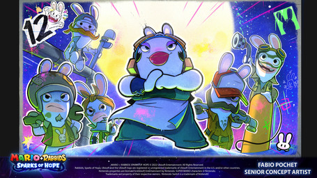 anthro apron backwards_hat band-aid band-aid_on_helmet bandage belt belt_buckle black_clothing black_facial_hair black_hair black_mustache black_topwear black_vest blue_clothing blue_overalls blue_sky blue_wristband body_hair bottomless bottomless_anthro bottomless_male brown_clothing brown_facial_hair brown_goatee brown_handwear brown_helmet brown_jumpsuit brown_mittens brown_topwear brown_vest buckle buckteeth chest_hair closed_frown closed_smile clothed clothed_anthro clothed_female clothed_male clothing copyright_symbol dirty dirty_face eyelashes eyewear eyewear_on_head facial_hair featureless_crotch female female_anthro fist_in_palm frown fully_clothed fully_clothed_anthro fully_clothed_female fully_clothed_male furrowed_brow goatee goggles goggles_on_head graffiti green_clothing green_handwear green_mittens grey_belt grey_clothing grey_shirt grey_topwear group hair hammer handwear hat headgear headkerchief headwear holding_object holding_pipe holding_tool holding_welding_torch holding_wrench kerchief larger_anthro larger_female light lips long_ears male male_anthro mitten_hands mittens motion_lines mouth_closed multicolored_body mustache night number nut_(hardware) open_mouth open_smile orange_facial_hair orange_headkerchief orange_kerchief orange_mustache outline outside overalls overweight overweight_anthro overweight_female purple_eyelids red_clothing red_hat red_headwear red_lips sand shirt short_legs size_difference sky smaller_anthro smaller_female smaller_male smile spacecraft standing star starry_sky straight_arms symbol tan_eyelids tan_inner_ear teeth text thick_lips title tools topwear two_tone_body vehicle vest welding_torch white_apron white_clothing white_outline wrench year fabio_pochet mario_bros mario_plus_rabbids_sparks_of_hope nintendo raving_rabbids rayman_(series) ubisoft momma_(mario_plus_rabbids) lagomorph mammal rabbid 16:9 2022 absurd_res artist_name colored crossover digital_drawing_(artwork) digital_media_(artwork) english_description english_text hi_res lighting official_art shaded widescreen