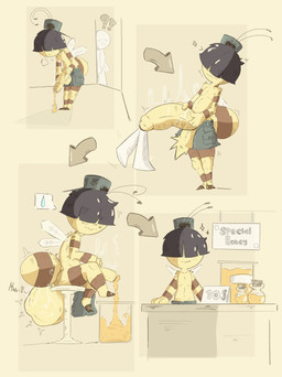 anthro balls balls_expansion big_penis bodily_fluids cock_vore cum cum_on_penis cum_vore cumshot digestion duo ejaculation expansion flavored_cum food forced foreskin genital_expansion genital_fluids genitals honey_(food) honey_cum huge_penis male male/male penile penis text unusual_bodily_fluids unusual_cum unusual_genital_fluids unwilling_prey vore badartist benjamin_(badartist) arthropod bee hymenopteran insect absurd_res comic english_text hi_res monochrome