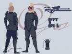 3_eyes anthro armor biped clothed clothing explosives eyewear goggles grenade gun male multi_eye railgun ranged_weapon rifle scope simple_background sniper sniper_rifle solo standing submachine_gun weapon helium2 starbound alien amphibian fish hylotl marine 2016 4:3 absurd_res digital_media_(artwork) hi_res model_sheet