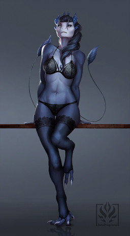 4_toes 6_horns anthro bent_leg biped black_bra black_clothing black_hair black_legwear black_panties black_stockings black_underwear blue_body blue_horn bra breasts claws clothed clothing collarbone countershade_head countershade_neck countershade_torso countershading dewclaw digitigrade eyebrows eyelashes feet female finger_claws fingers floating_horn front_view grey_background grey_body hair half-closed_eyes horn lace_bra lace_lingerie lace_panties lace_stockings leaning leaning_backward leaning_on_object legwear logo medium_breasts medium_hair midriff multi_horn narrowed_eyes navel navel_barbell navel_piercing non-mammal_breasts on_one_leg one_leg_up panties piercing pose raised_leg simple_background sitting skimpy snout snout_from_the_front solo standing stockings text toe_claws toeless_legwear toeless_stockings toes underwear wavy_horn white_body white_claws white_eyes white_face jadedragoness european_mythology mythology itasa_(jadedragoness) dragon mythological_creature mythological_scalie scalie western_dragon wingless_dragon 2020 artist_logo artist_name digital_media_(artwork) digital_painting_(artwork) full-length_portrait hi_res painting_(artwork) pinup portrait shaded