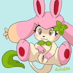 blush curious feet female feral front_view genitals paws presenting presenting_vulva soles spread_legs spreading toes vulva 6tray palworld pocketpair flopie pal_(species) 1:1