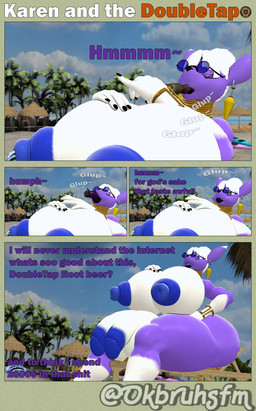 2_penises anthro balls big_balls big_breasts big_butt big_penis blue_glans blue_nipples breasts butt comic_panel ear_piercing ear_ring genitals glans herm huge_balls huge_breasts huge_butt huge_penis hyper hyper_breasts hyper_genitalia hyper_penis intersex jewelry multi_genitalia multi_penis nipples penis piercing public public_nudity puffy_nipples ring_piercing solo swallowing text ok_bruh bandai_namco digimon karen_(okbruh) digimon_(species) taomon 3d_(artwork) absurd_res comic digital_media_(artwork) english_text hi_res source_filmmaker_(artwork)