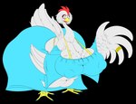 anthro belly big_butt blue_clothing blue_dress blue_eyes bra_strap breasts butt clothing dress female huge_butt hyper hyper_butt long_neck looking_at_viewer nipple_outline overweight overweight_female ring semi-anthro simple_background transparent_background winged_arms wings zuremow miranda_harriet avian bird chicken galliform gallus_(genus) phasianid absurd_res alpha_channel hi_res