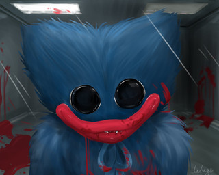 black_eyes blood blue_body blue_bow_ribbon blue_fur bodily_fluids fangs fur inside lips looking_at_viewer red_lips solo teeth thick_lips void_eyes tr1clip mob_entertainment poppy_playtime huggy_wuggy wuggy_(poppy_playtime) hi_res