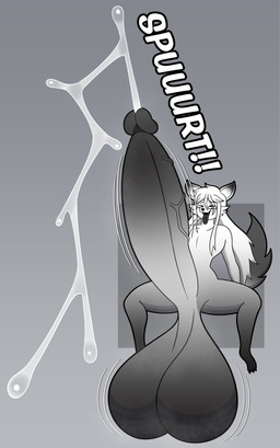anthro balls big_balls big_penis bodily_fluids cum genital_fluids genitals glans huge_balls huge_penis humanoid_genitalia humanoid_penis hyper hyper_balls hyper_genitalia hyper_penis looking_pleasured male penis simple_background solo tail tongue tongue_out white_body mechaclank absurd_res hi_res