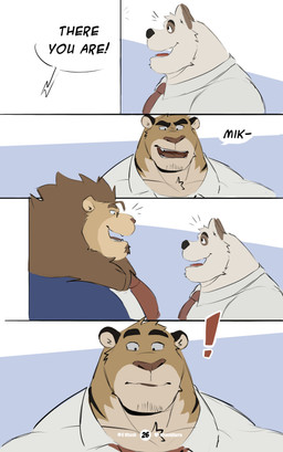 abs angry anthro barazoku biceps biped black_eyebrows black_eyes black_nose bottomwear clothed clothing dialogue ear_markings ears_up exclamation_point eyebrows eyewear fingers fully_clothed fur fur_markings glasses group hair interspecies looking_at_another lying male markings multicolored_body multicolored_fur muscular muscular_anthro muscular_male neck_tuft necktie obliques on_front open_mouth orange_body orange_fur overweight patreon_logo patreon_username red_necktie side_view simple_background smile speech_bubble stocky striped_body striped_fur stripes teasing teeth teeth_showing text tongue toony trio tuft twitter_logo walking white_body white_fur vitashi patreon twitter canid canine canis domestic_dog felid lion mammal pantherine tiger 2023 absurd_res comic digital_media_(artwork) english_text hi_res multiple_scenes sequence