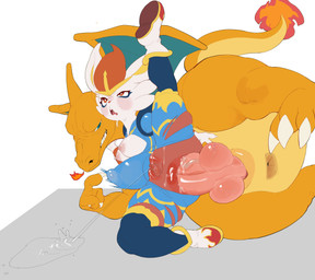 2_horns abdominal_bulge ahegao anal anal_penetration anthro anus areola big_penis biped blue_bodysuit blue_clothing blue_skinsuit blush blush_lines blush_stickers bodily_fluids bodysuit boots breasts cheek_tuft claws clenched_teeth clitoris clothing darkened_anus deep_penetration drooling duo ejaculation erection facial_tuft female feral fire flaming_tail footwear genital_fluids genitals green_eyes horn huge_penis knot knotted_penis looking_pleasured lying male male/female medium_breasts nipples on_side open_mouth orange_body orange_skin penetration penis pink_penis puffy_areola pupils red_anus red_eyes red_nose red_vulva saliva sex sharp_teeth shoes simple_background size_difference skinsuit slit_pupils snout sweat sweaty_face tail teeth tight_clothing torn_bodysuit torn_clothing torn_skinsuit triangle_nose tuft vaginal_fluids vaginal_squirting vein veiny_penis vulva white_background white_body white_pupils white_skin wings yellow_inner_ear skeleton265 nintendo pokemon charizard cinderace generation_1_pokemon generation_8_pokemon pokemon_(species) 2026 absurd_res hi_res