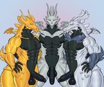 abs anthro balls biceps big_penis claws deltoids erection genitals glans group horn humanoid_genitalia humanoid_penis jagged_mouth male male/male muscular muscular_anthro muscular_male nipples nude nude_anthro nude_male pecs penis simple_background tail teeth trio vein veiny_penis wings susuoro mythology gold_dragon_(dragon_city) platinum_dragon_(dragon_city) dragon metal_dragon_(dragon_city) mythological_creature mythological_scalie reptile scalie digital_media_(artwork)