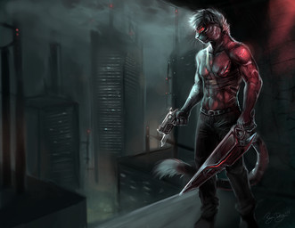 2015 abs anthro belt city clothing feline fog fur futuristic glowing glowing_eyes grey_fur grey_hair gun hair male mammal night pants ranged_weapon red_eyes rhyu scar skyscrapers solo sword tiger weapon white_fur
Rating: Safe
Score: 7
User: TheGreatWolfgang
Date: February 11, 2015 2015 abs anthro belt city clothing feline fog fur futuristic glowing glowing_eyes grey_fur grey_hair gun hair male mammal night pants ranged_weapon red_eyes rhyu scar skyscrapers solo sword tiger weapon white_fur
Rating: Safe
Score: 7
User: TheGreatWolfgang
Date: February 11, 2015