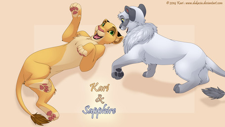 dukacia duo fan_character feline female feral kari lion mammal playful sapphire_(dukacia)
Rating: Safe
Score: 5
User: TaigaUppercut
Date: August 19, 2014 dukacia duo fan_character feline female feral kari lion mammal playful sapphire_(dukacia)
Rating: Safe
Score: 5
User: TaigaUppercut
Date: August 19, 2014