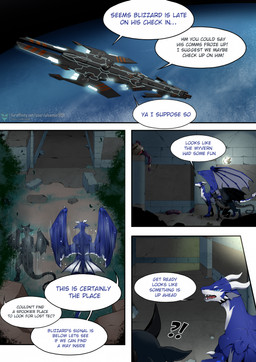 black_body black_scales blue_body blue_scales collar dialogue duo feral horn male male_feral scales spacecraft tail text vehicle wings al_sensei908 mythology azmerond deviant_(theratofthebath) dragon mythological_creature mythological_scalie scalie comic english_text hi_res