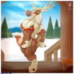 1:1 2016 aaron_(artist) anthro antlers back_muscles barefoot bedroom_eyes biceps big_butt big_penis biped border butt cel_shading day deer detailed_background digital_media_(artwork) disney erection feet frozen_(disney) full-length_portrait genitals grin half-closed_eyes hi_res hooves horn humanoid_genitalia humanoid_penis looking_at_viewer looking_back male mammal manly muscular muscular_anthro muscular_male narrowed_eyes naughty_face new_world_deer nude outside pecs penis pinup portrait pose quads raised_tail rear_view reindeer seductive shaded signature smile solo standing sven_(frozen) tail teasing thick_penis triceps vein veiny_penis watermark white_border