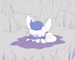 2014 5:4 felid female generation_6_pokemon mammal meowstic nintendo pokemon pokemon_(species) puddle sinking slime solo winte