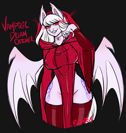 anthro clothing cult female glowing glowing_eyes red_clothing red_glow solo nekomellow friendship_is_magic hasbro my_little_pony dream_catcher_(nekomellow) fan_character bat_pony equid equine horse mammal pony vampire absurd_res hi_res