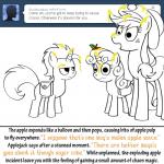 1:1 apple applejack_(mlp) bitterplaguerat cutie_mark dialogue earth_pony english_text equid equine fan_character female feral food friendship_is_magic fruit group hasbro horn horse loki_(bitterplaguerat) magic male mammal monochrome my_little_pony mythological_creature mythological_equine mythology plant pony simple_background sweetie_belle_(mlp) text unicorn