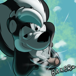 anthro briefs clothing erection genitals glans high-angle_view looking_at_viewer male musk musk_cloud musky_penis penis solo tighty_whities underwear white_briefs white_clothing white_underwear bakertheskunk looney_tunes warner_brothers pepe_le_pew mammal mephitid skunk 1:1 hi_res
