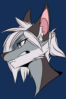 ambiguous_gender angry anthro bared_teeth fangs glaring grey_eyes hair looking_away male markings sharp_teeth short_hair slim solo tattoo teeth white_hair snowiefeather canid canine canis fox hybrid hyena mammal alpha_channel male_(lore)