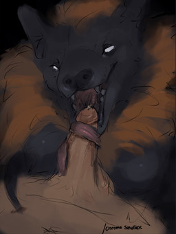 anthro bodily_fluids circumcised claws duo fangs female first_person_view genital_fluids genitals human_on_anthro human_pov interspecies larger_female licking male male_pov oral penis precum size_difference snout teeth tongue tongue_around_penis tongue_out chromeskullex werebat_(skullex) bat human mammal monster werebat werecreature hi_res