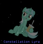 brown_eyes constellation container cup drinking_straw female feral green_body green_hair hair horn humor lyra_(constellation) pun sky solo star starry_sky tail text unknown_artist friendship_is_magic hasbro my_little_pony mythology lyra_heartstrings_(mlp) equid equine mammal mythological_creature mythological_equine unicorn english_text low_res