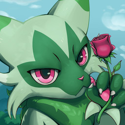ambiguous_gender anthro claws finger_claws flower fur green_body green_fur looking_at_viewer outside pawpads pink_eyes plant rose_(flower) simple_background solo hitherto nintendo pokemon felid feline floragato generation_9_pokemon mammal pokemon_(species) 2025 digital_media_(artwork) digital_painting_(artwork) painting_(artwork)