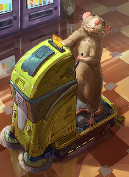 5_toes anthro biped cleaning detailed_background feet humanoid_hands inside machine pink_nose solo toes vending_machine nejumipro mammal murid murine rat rodent 2023 hi_res