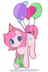 ambiguous_gender attached_to_balloon balloon balloon_support blue_eyes clothing cutie_mark duo female feral hair hanging_from_balloon hat headgear headwear inflatable inflatable_support looking_at_viewer party_hat pink_hair simple_background smile white_background pinkcappachino friendship_is_magic hasbro my_little_pony gummy_(mlp) pinkie_pie_(mlp) alligator alligatorid crocodilian earth_pony equid equine horse mammal pony reptile scalie 2017 2:3 hi_res