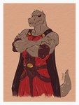 anthro biceps black_sclera border cape clothing male muscular muscular_anthro muscular_male red_clothing solo tail white_border to(matto)3 tower_of_god rak_wraithraiser lizard reptile scalie wraithraiser 3:4 hi_res