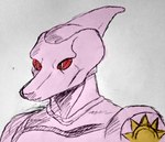 anthro bone_frill cosplay crossover_cosplay frill_(anatomy) male pink_body red_sclera snout solo white_eyes jauntyweb cavemanon_studios jojo's_bizarre_adventure snoot_game killer_queen dinosaur prehistoric_species reptile scalie stand_(jjba) 2024 crossover graphite_(artwork) hi_res traditional_media_(artwork)