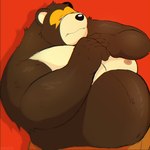 anthro belly big_belly biped black_nose humanoid_hands male moobs musclegut muscular nipples overweight overweight_male red_background simple_background solo ranceru animal_crossing nintendo ike_(animal_crossing) bear mammal 1:1 2023 hi_res