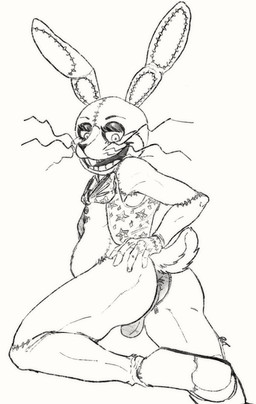 bow_tie buckteeth clothing costume fursuit genitals male smile solo teeth topwear vest whiskers saberhorn five_nights_at_freddy's five_nights_at_freddy's:_help_wanted scottgames steel_wool_studios glitchtrap human humanoid lagomorph leporid mammal rabbit absurd_res digital_media_(artwork) hi_res