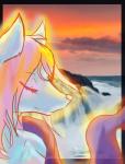 anthro breasts elegant eyes_closed female flowing_hair fur hair ireland long_hair nude outside pink_hair psychic sea seaside sky smile solo sunset water waterfall white_body white_fur cainethelongshot serenity_(cainethelongshot) canid canine fox mammal hi_res