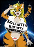 absurd_res anthro big_breasts border breasts clothing curvy_figure felid female hi_res hourglass_figure huge_breasts implants_(disambiguation) mammal nasa pantherine panties shirt solo t-shirt tabykat tabytha_starling thick_thighs tiger topwear underwear white_border wide_hips