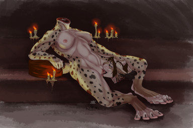 anthro autocunnilingus breasts detachable detachable_head detached_oral female fur genitals headless holding_head holding_own_head markings masturbation modular nightmare_fuel nipples nude oral oral_masturbation solo spots spotted_body spotted_fur tongue tongue_out vaginal vaginal_masturbation vulva silknightmare european_mythology irish_mythology mythology zaire_(nightdancer) dullahan felid feline lynx mammal hi_res