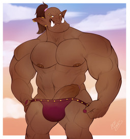 abs biceps deltoids ear_piercing erection eyebrow_piercing facial_piercing fangs foreskin genitals humanoid_pointy_ears male muscular muscular_humanoid muscular_male nipples pecs penis piercing pointy_ears serratus solo teeth vein veiny_penis leelikessmut blizzard_entertainment warcraft garrosh_hellscream humanoid orc absurd_res hi_res