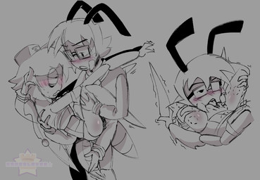 anthro anton_(funhouse) bruised duo funhouse funhouse_(vibingleaf) funhouse_roblox hickey male male/male manny_(funhouse) cakeslover64 roblox ant arthropod humanoid hymenopteran insect mantis hi_res