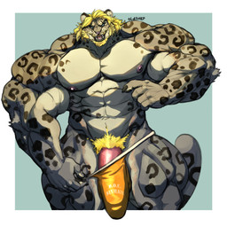 5_fingers abs anthro barazoku beard biceps big_muscles big_penis biped blonde_beard blonde_facial_hair blonde_hair blonde_pubes blue_eyes border claws clothed clothed_anthro clothed_male clothing erection erection_under_clothing facial_hair finger_claws fingers fur genitals hair huge_muscles huge_penis humanoid_genitalia humanoid_hands humanoid_penis hyper hyper_muscles looking_at_viewer male male_anthro markings muscular muscular_anthro muscular_male navel nipples open_mouth open_smile pecs penis pubes quads simple_background smile solo spots spotted_body standing tail teeth text text_on_clothing text_on_underwear thong thong_only tongue topless topless_anthro topless_male underwear underwear_only vein veiny_muscles white_border yellow_body yellow_fur oldshep felid leopard mammal pantherine 1:1 2020 english_text signature